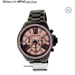 Michael Kors metal-black watch,small crystals ondial and surrounding,date window